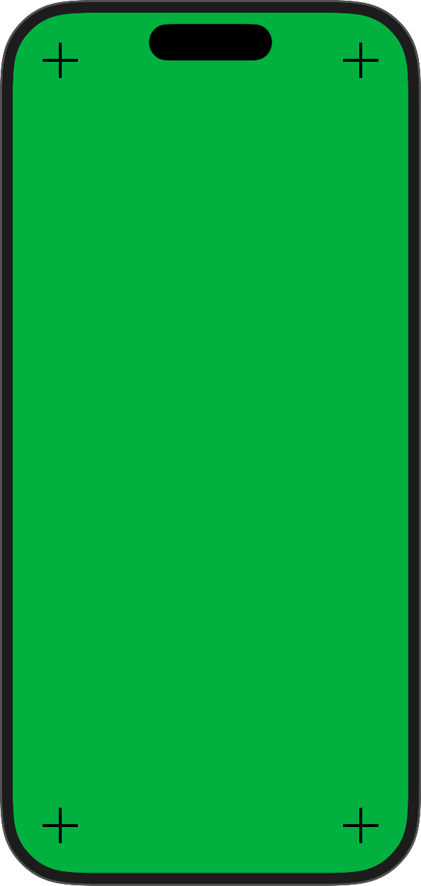 Propp development preview of a green chroma screen with four tracking marks